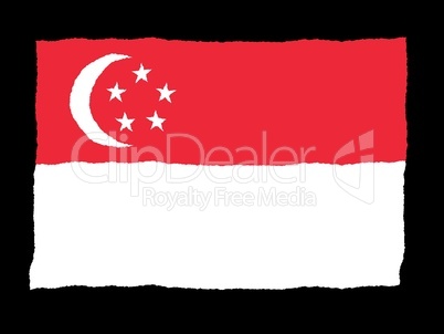 Handdrawn flag of Singapore