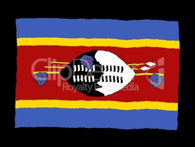 Handdrawn flag of Swaziland