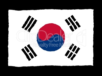 Handdrawn flag of South Korea