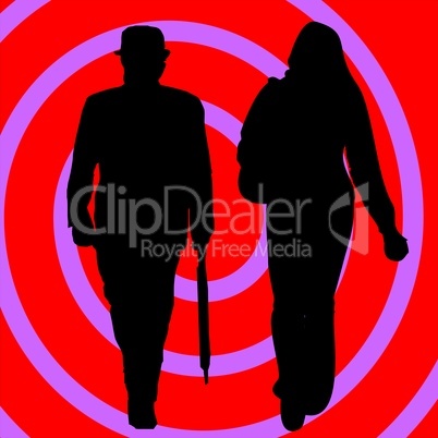 Couple over spiral background