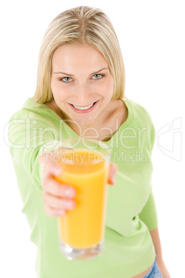 Healthy lifestyle - woman with orange juice