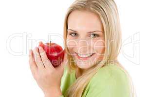 Healthy lifestyle - woman holding red apple