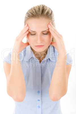 Young woman with headache, migraine