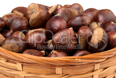 Wicker basket with chestnuts