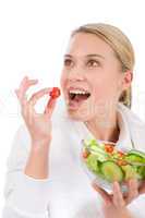 Healthy lifestyle - woman with vegetable salad