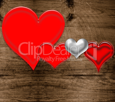 rote Herzen auf Holz Vorlage Muster