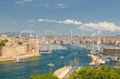 Panoramic view of Marseille and old port