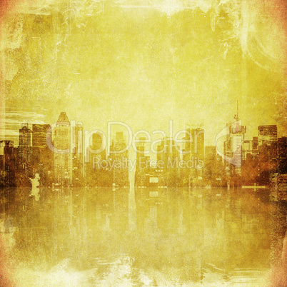 grunge image of new york skyline