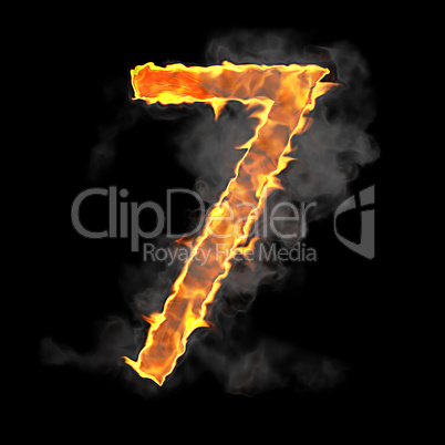 Burning and flame font 7 numeral