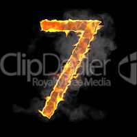 Burning and flame font 7 numeral
