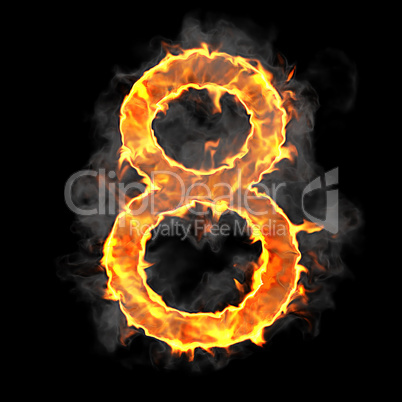 Burning and flame font 8 numeral