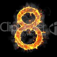 Burning and flame font 8 numeral