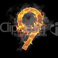 Burning and flame font 9 numeral