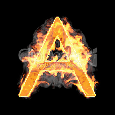 Burning and flame font A letter over black