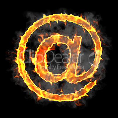 Burning and flame font at symbol