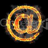 Burning and flame font at symbol