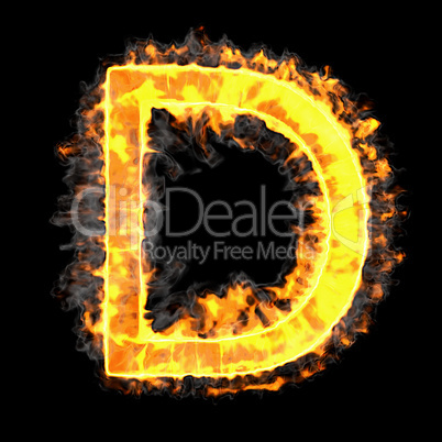 Burning and flame font D letter