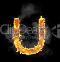 Burning and flame font U letter