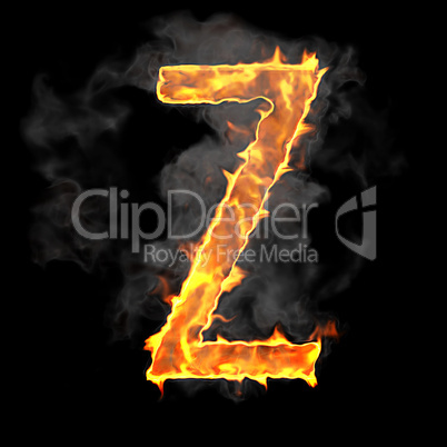 Burning and flame font Z letter