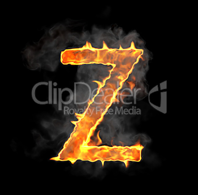 Burning and flame font Z letter