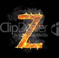 Burning and flame font Z letter
