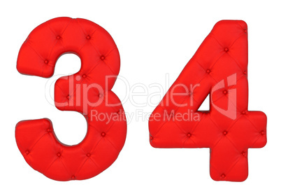 Luxury red leather font 3 4 numerals