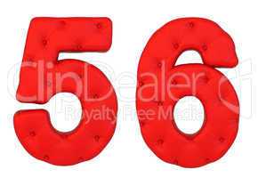 Luxury red leather font 5 6 numerals