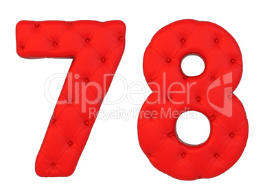Luxury red leather font 7 8 numerals