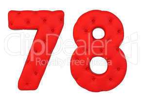 Luxury red leather font 7 8 numerals