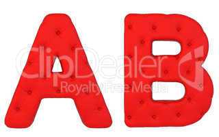 Luxury red leather font A B letters