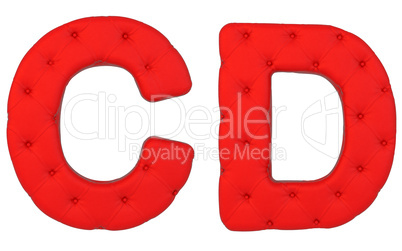 Luxury red leather font C D letters