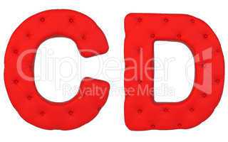 Luxury red leather font C D letters