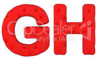 Luxury red leather font G H letters