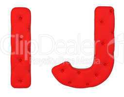 Luxury red leather font I J letters