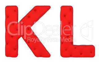 Luxury red leather font K L letters