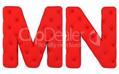 Luxury red leather font N M letters