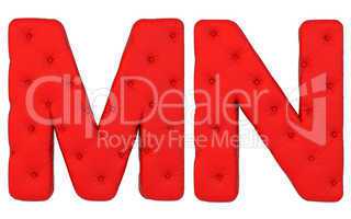 Luxury red leather font N M letters