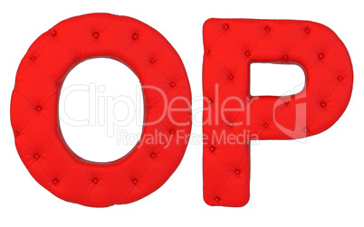 Luxury red leather font O P letters