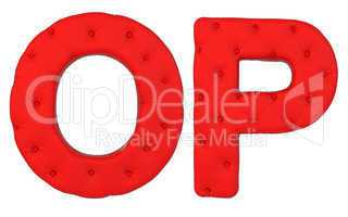 Luxury red leather font O P letters