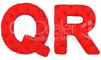 Luxury red leather font Q R letters