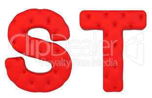 Luxury red leather font S T letters