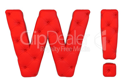 Luxury red leather font W letter and Wow