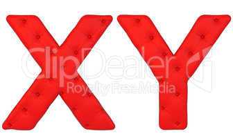 Luxury red leather font X Y letters