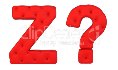 Luxury red leather font Z and query mark