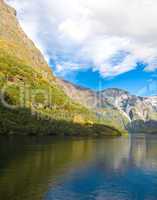 Norwegian fjords in autumn: Mountains and sky