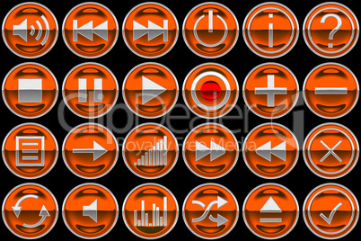 Round orange Control panel buttons