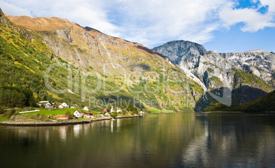 Scandinavian landscape: Fjord, mountains