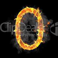 Burning and flame font 0 numeral