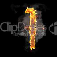 Burning and flame font 1 numeral