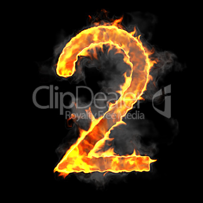 Burning and flame font 2 numeral